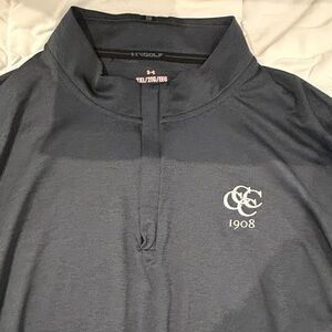 Under Armour Golf - Club Logo Gray/Navy Golf Quarter Zip Long Sleeve